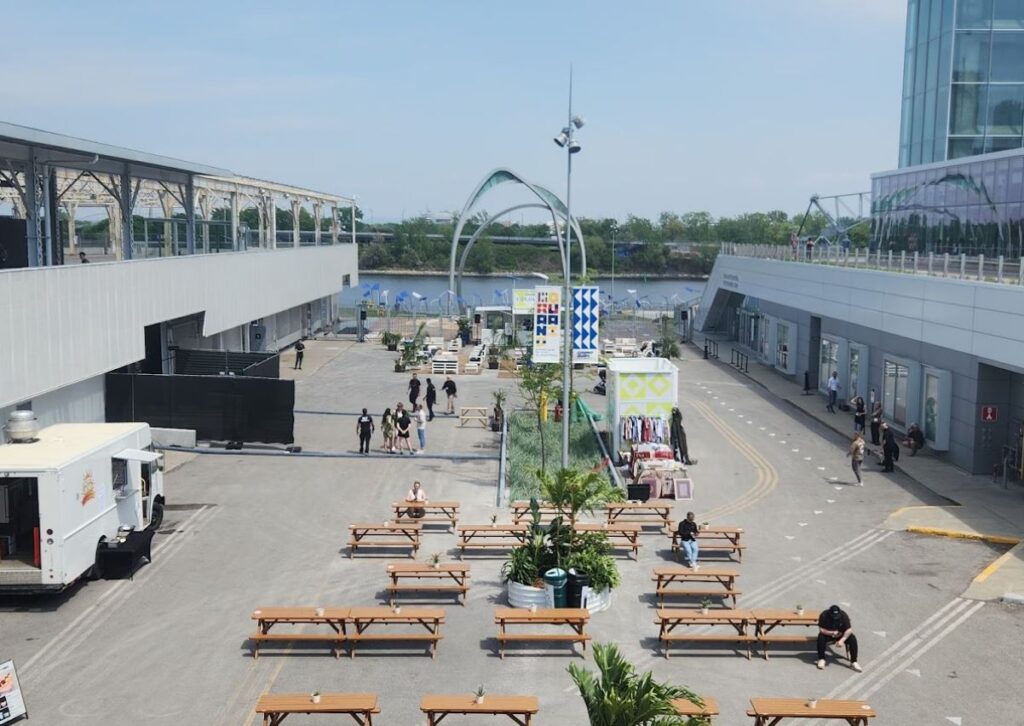 C2 Montreal's exterior pavilion in a birds eye view.